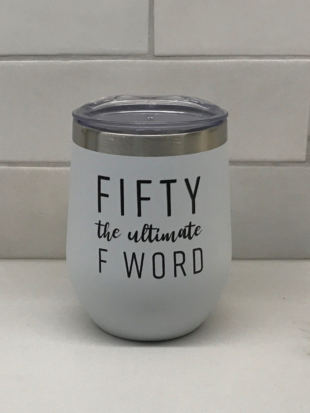 50th Birthday Stainless Wine Tumbler and Coozies - Picture 2 of 3